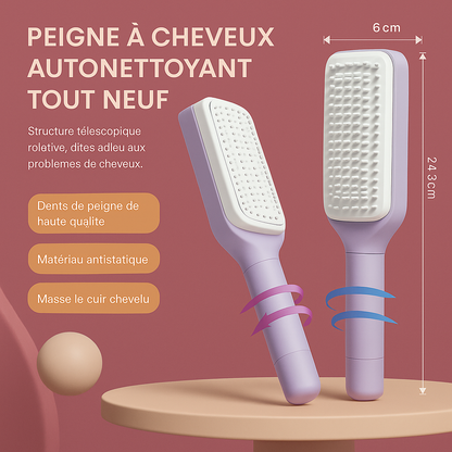 Brosse à cheveux autonettoyante